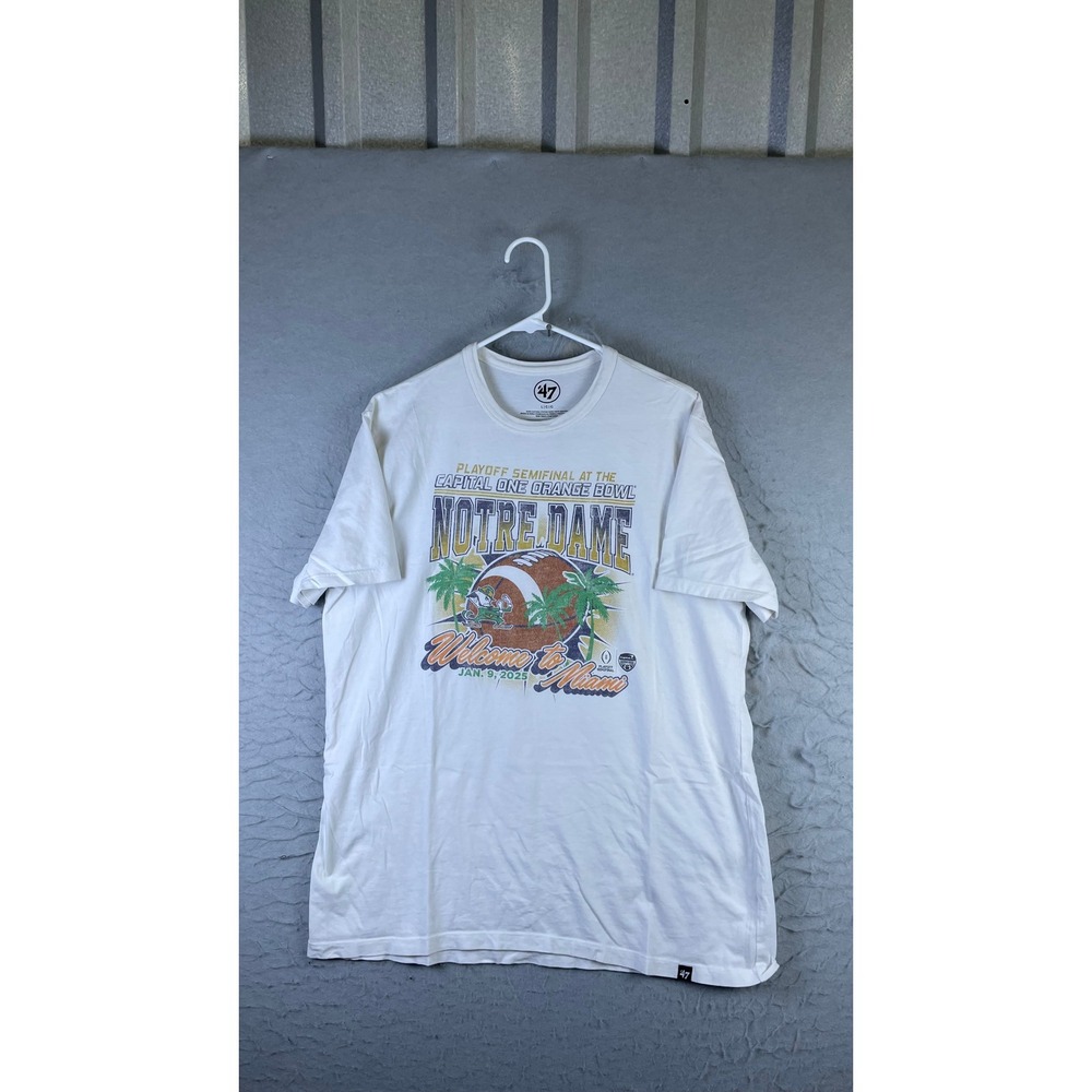 '47 Notre Dame T-Shirt Mens L White Excellent Orange Bowl Playoff Semifinal 2025